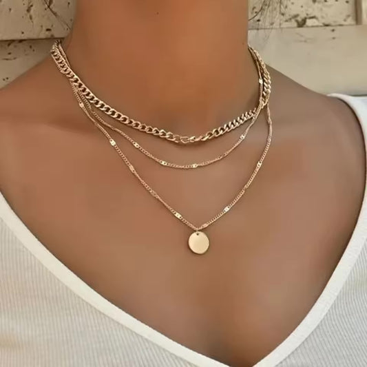 Layered Pendant Necklace for Women – Crystal Heart & Star Charms | Vintage Style